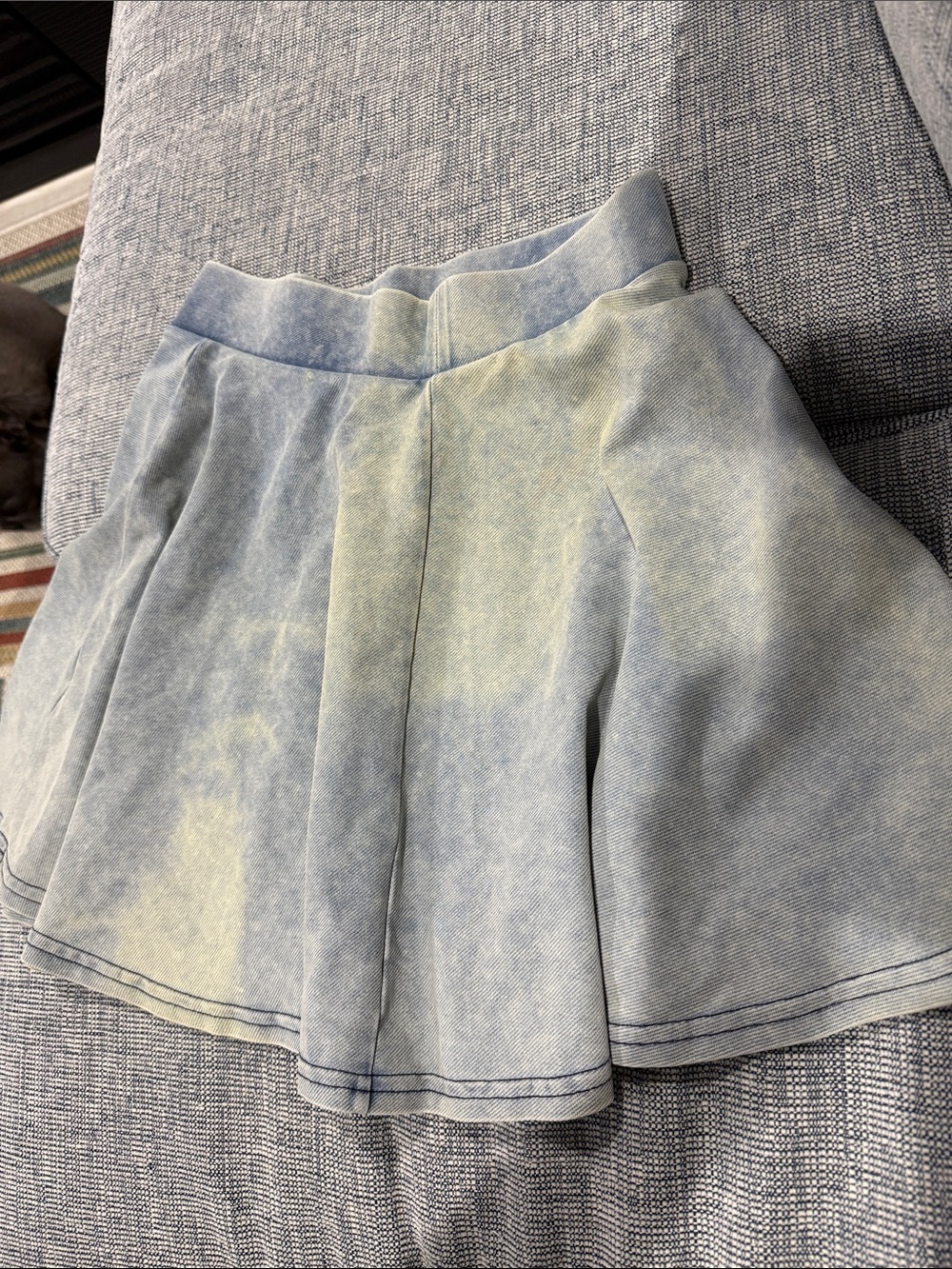 Topshop Light Blue and Cream Tie-Dye Mini Skirt